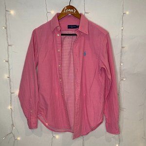 RALPH LAUREN Pink Button Down Shirt Checkered Interior